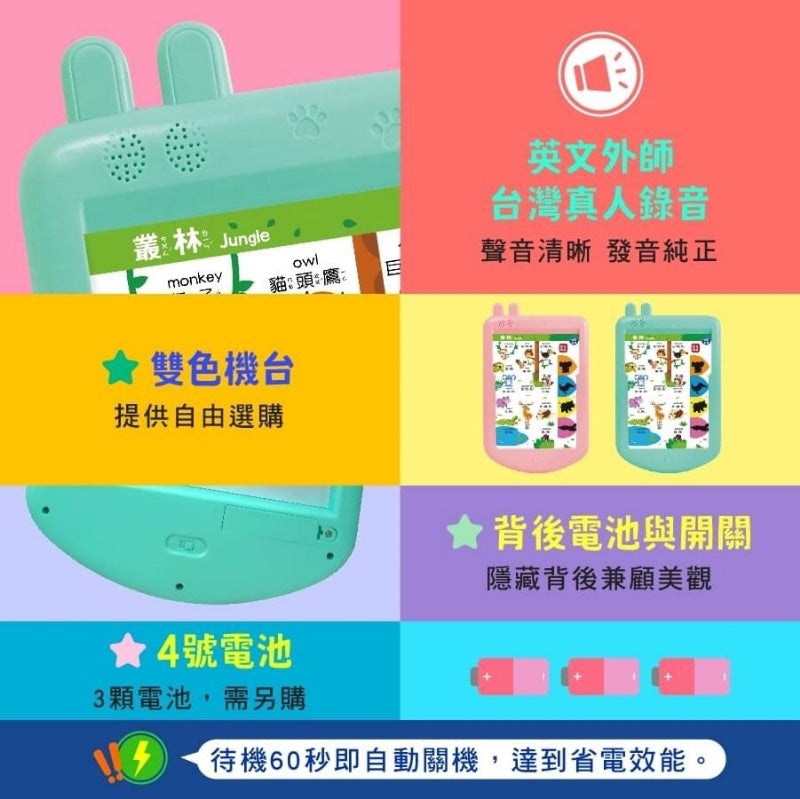 幼福 手指按按系列-手指按按1200字英單插卡有聲平版學習電腦(綠色)
