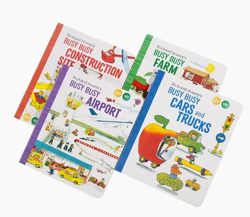 毛毛蟲筆 Richard Scarrys Busy Busy set 四冊 小車迷必備(cars and trucks/construction site/airport/farm)