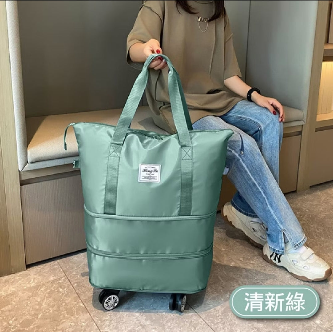 (現貨)可擴充大容量帶滾輪旅行包