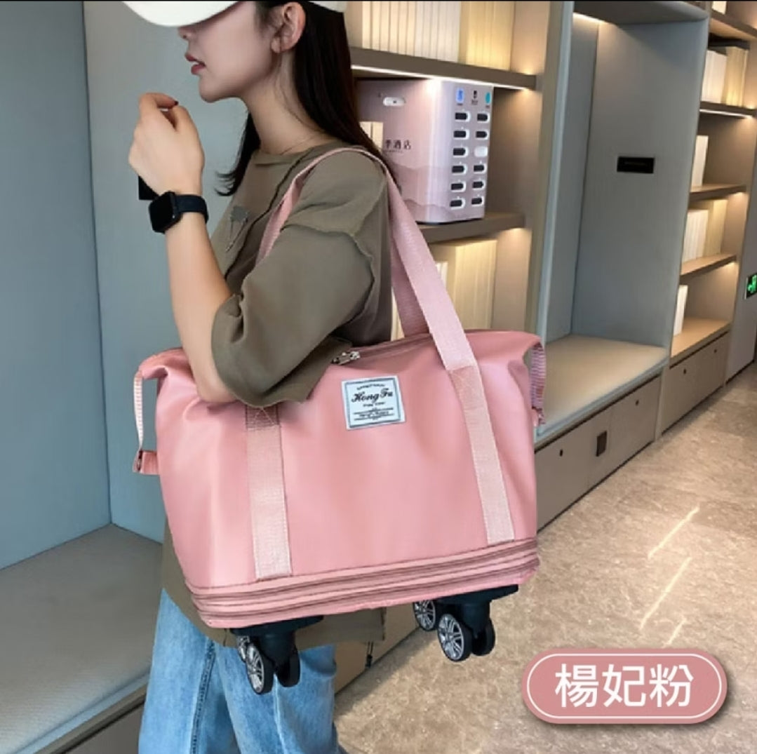 (現貨)可擴充大容量帶滾輪旅行包