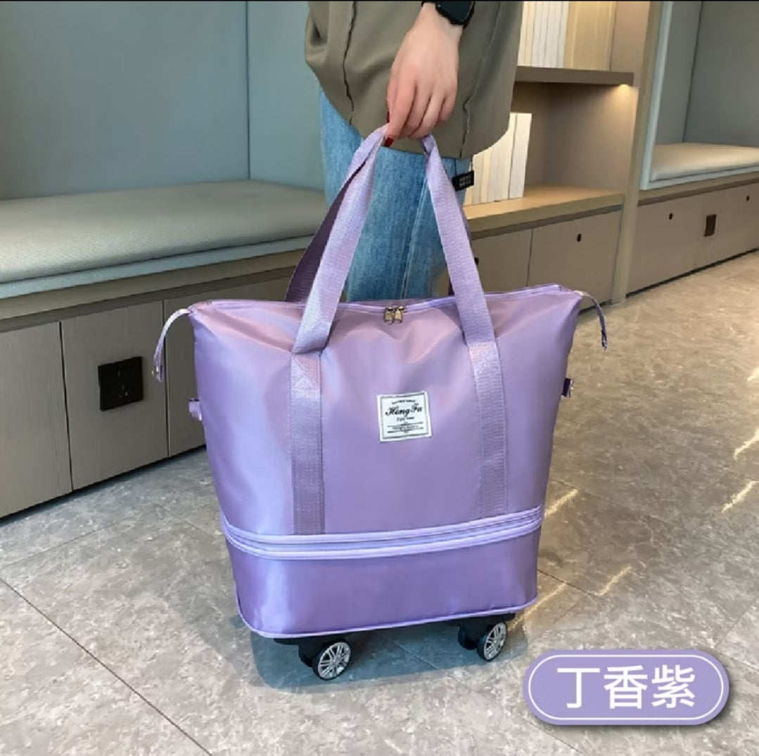 (現貨)可擴充大容量帶滾輪旅行包