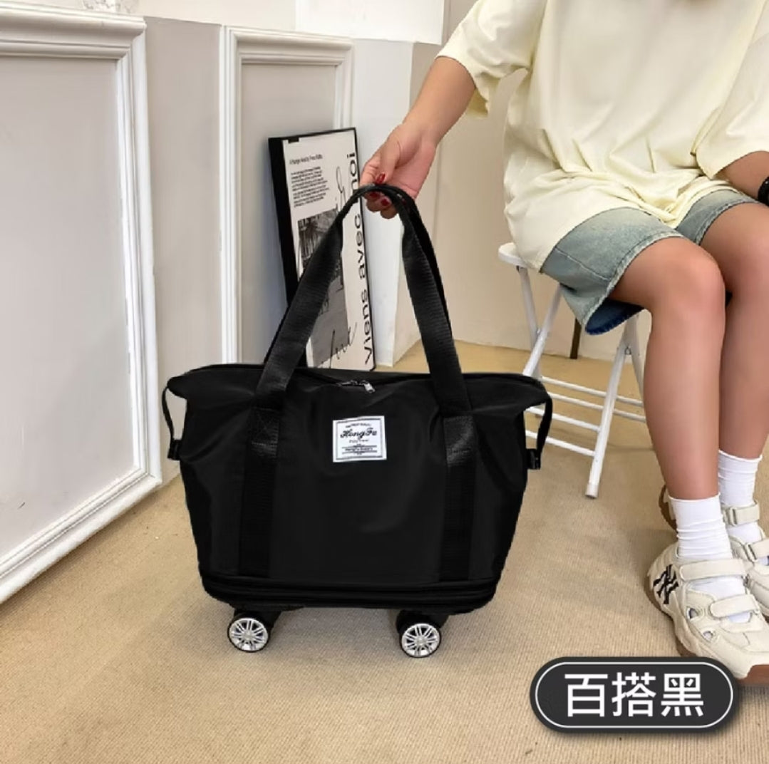 (現貨)可擴充大容量帶滾輪旅行包