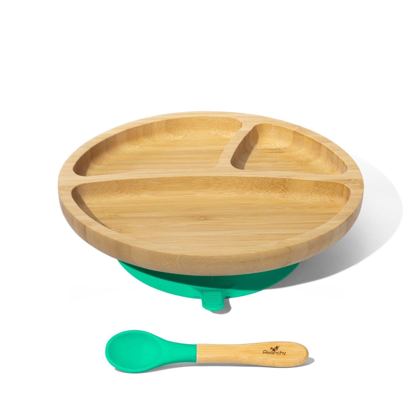 Avanchy Bamboo Suction Toddler Plate + Spoon