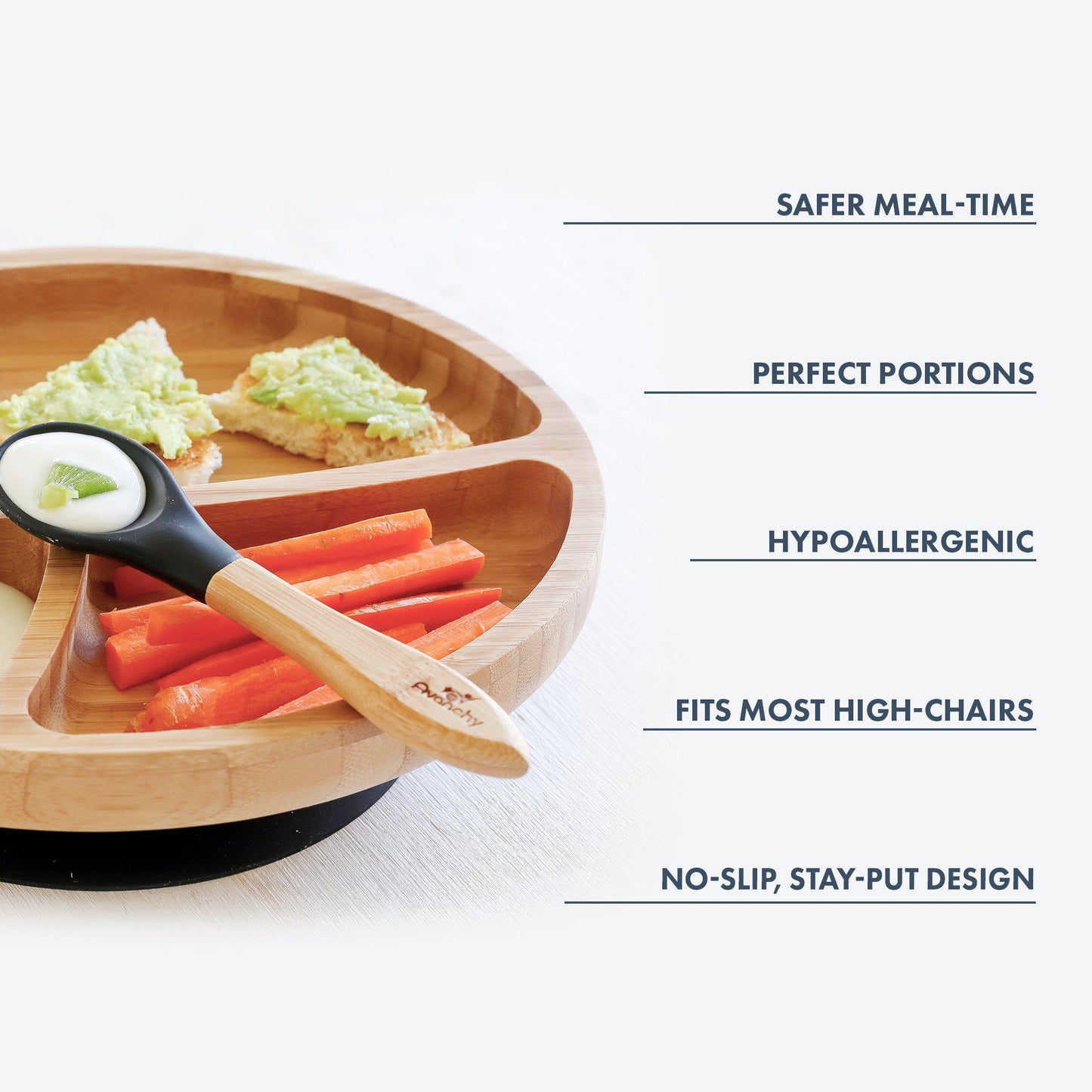 Avanchy Bamboo Suction Toddler Plate + Spoon