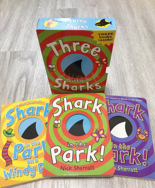 毛毛蟲筆  Nick Sharratt Three Little Sharks 三隻鯊魚 3册 吳敏蘭書單-英國孩子人手一冊