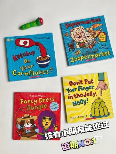 毛毛蟲筆  Nick Sharratt 創意無限 遊戲故事書 4册 原版英文書