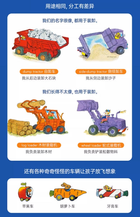 毛毛蟲筆  Richard Scarrys Busy Busy set 四冊 小車迷必備(cars and trucks/construction site/airport/farm)