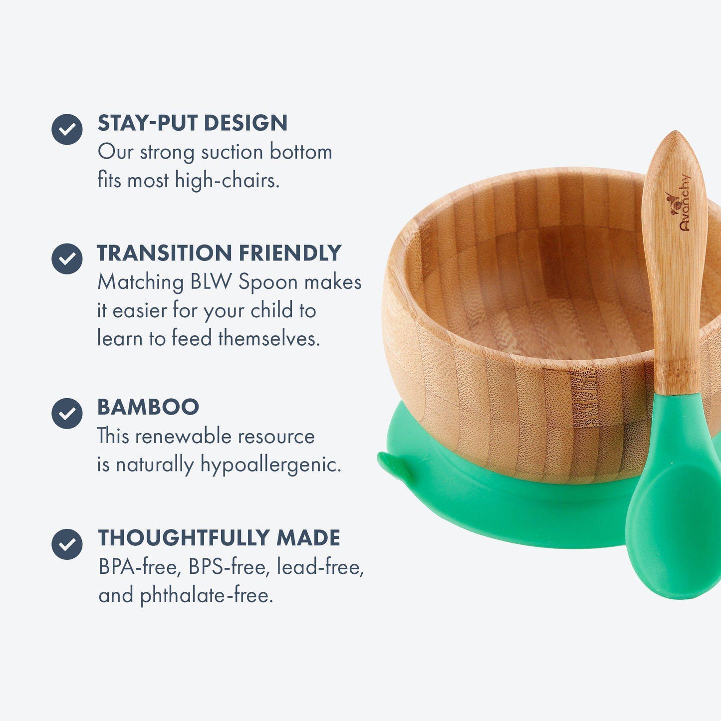 Avanchy Bamboo Suction Baby Bowl + Spoon