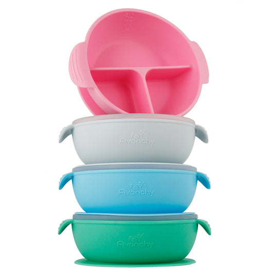 Avanchy Silicone Suction Divided Bowl + Lid